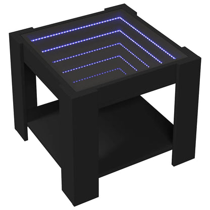 Tavolino Salotto con LED Nero 53x53x45 cm Legno Multistrato | homemem39