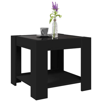 Tavolino Salotto con LED Nero 53x53x45 cm Legno Multistrato | homemem39