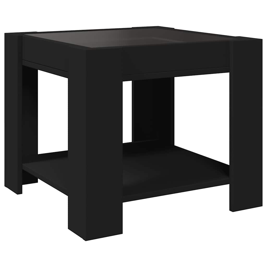 Tavolino Salotto con LED Nero 53x53x45 cm Legno Multistrato | homemem39