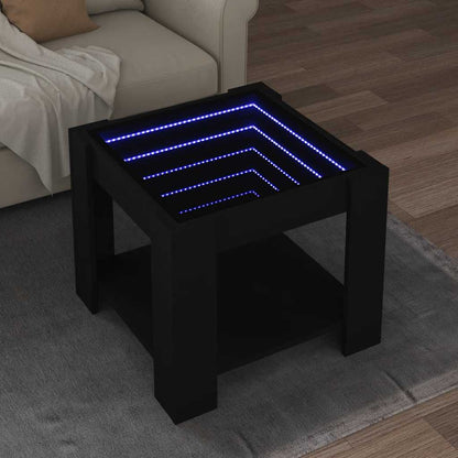 Tavolino Salotto con LED Nero 53x53x45 cm Legno Multistrato | homemem39