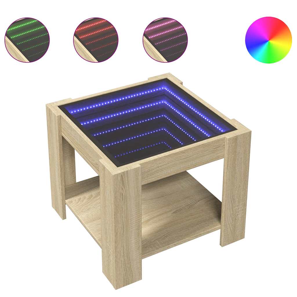 Tavolino Salotto con LED Rovere Sonoma 53x53x45 cm Multistrato | homemem39