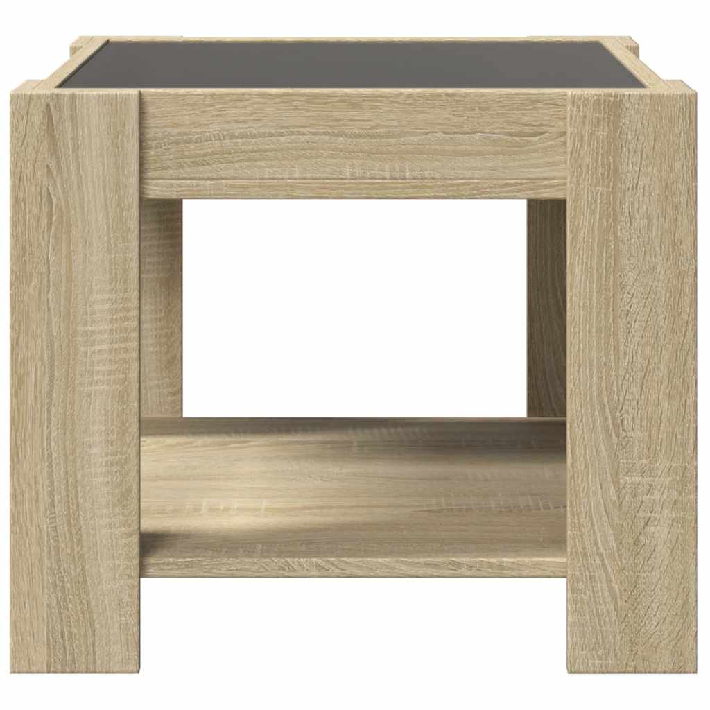 Tavolino Salotto con LED Rovere Sonoma 53x53x45 cm Multistrato