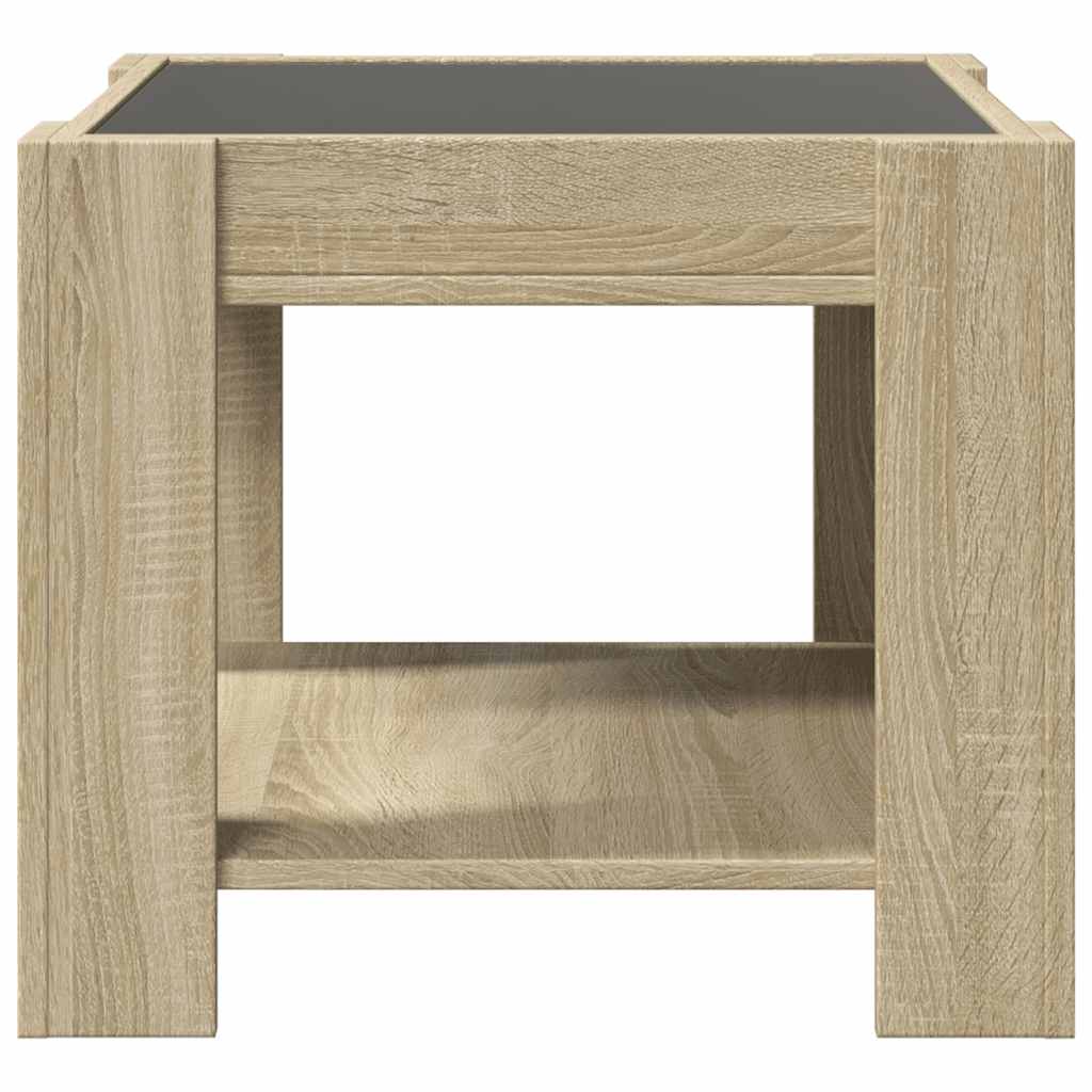 Tavolino Salotto con LED Rovere Sonoma 53x53x45 cm Multistrato