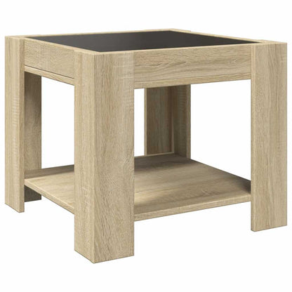 Tavolino Salotto con LED Rovere Sonoma 53x53x45 cm Multistrato