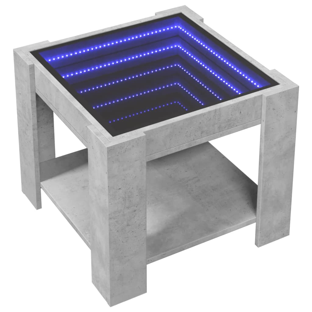 Tavolino Salotto con LED Grigio Cemento 53x53x45 cm Multistrato | homemem39