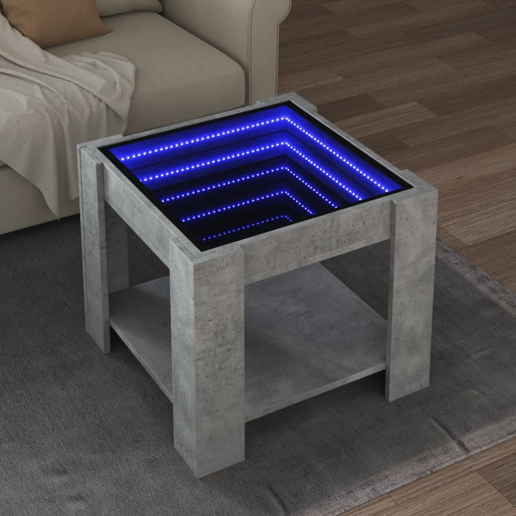 Tavolino Salotto con LED Grigio Cemento 53x53x45 cm Multistrato | homemem39