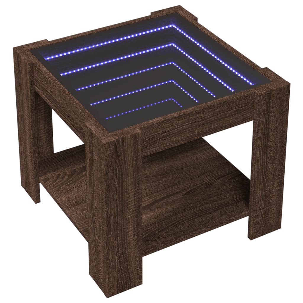 Tavolino Salotto con LED Rovere Marrone 53x53x45 cm Multistrato | homemem39