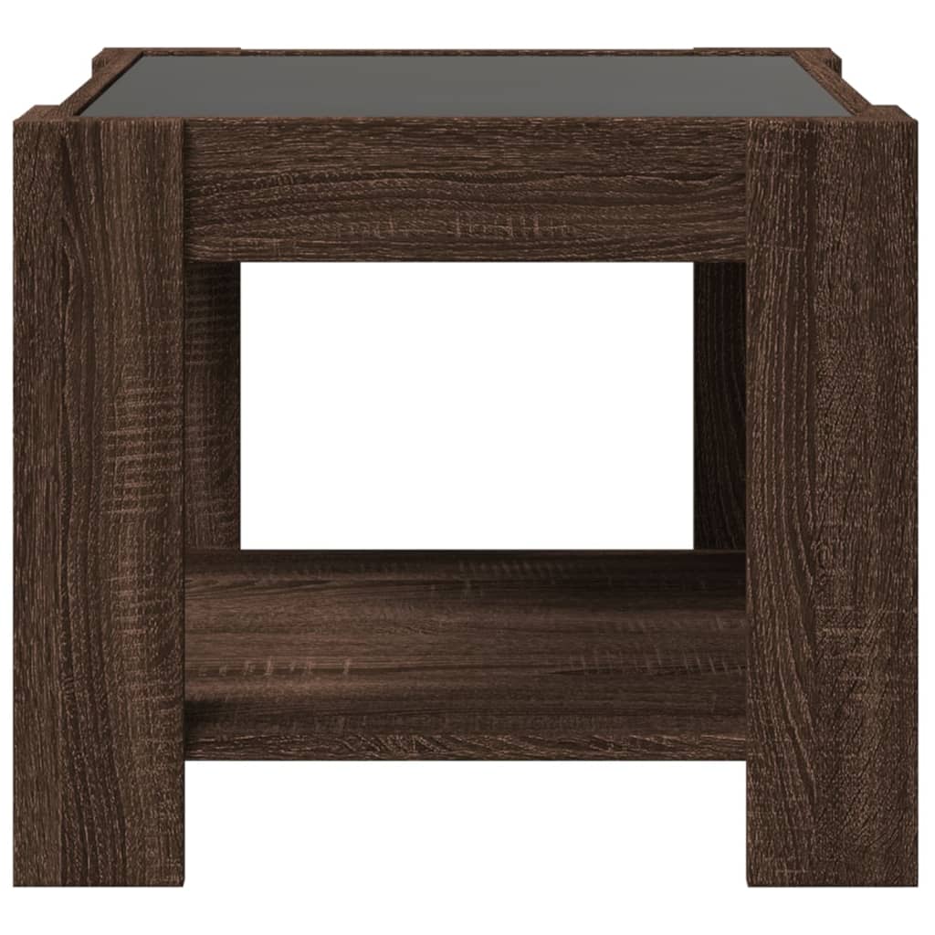 Tavolino Salotto con LED Rovere Marrone 53x53x45 cm Multistrato | homemem39