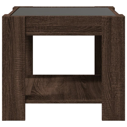 Tavolino Salotto con LED Rovere Marrone 53x53x45 cm Multistrato | homemem39