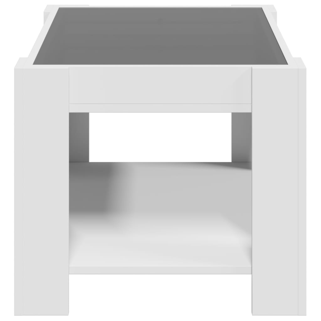 Tavolino Salotto con LED Bianco 73x53x45 cm Legno Multistrato
