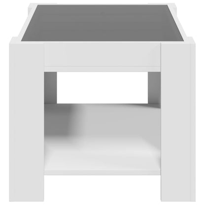 Tavolino Salotto con LED Bianco 73x53x45 cm Legno Multistrato