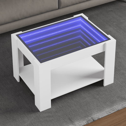 Tavolino Salotto con LED Bianco 73x53x45 cm Legno Multistrato | homemem39