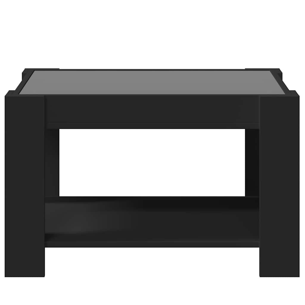 Tavolino Salotto con LED Nero 73x53x45 cm Legno Multistrato | homemem39