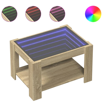 Tavolino Salotto con LED Rovere Sonoma 73x53x45 cm Multistrato | homemem39