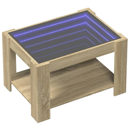 Tavolino Salotto con LED Rovere Sonoma 73x53x45 cm Multistrato | homemem39