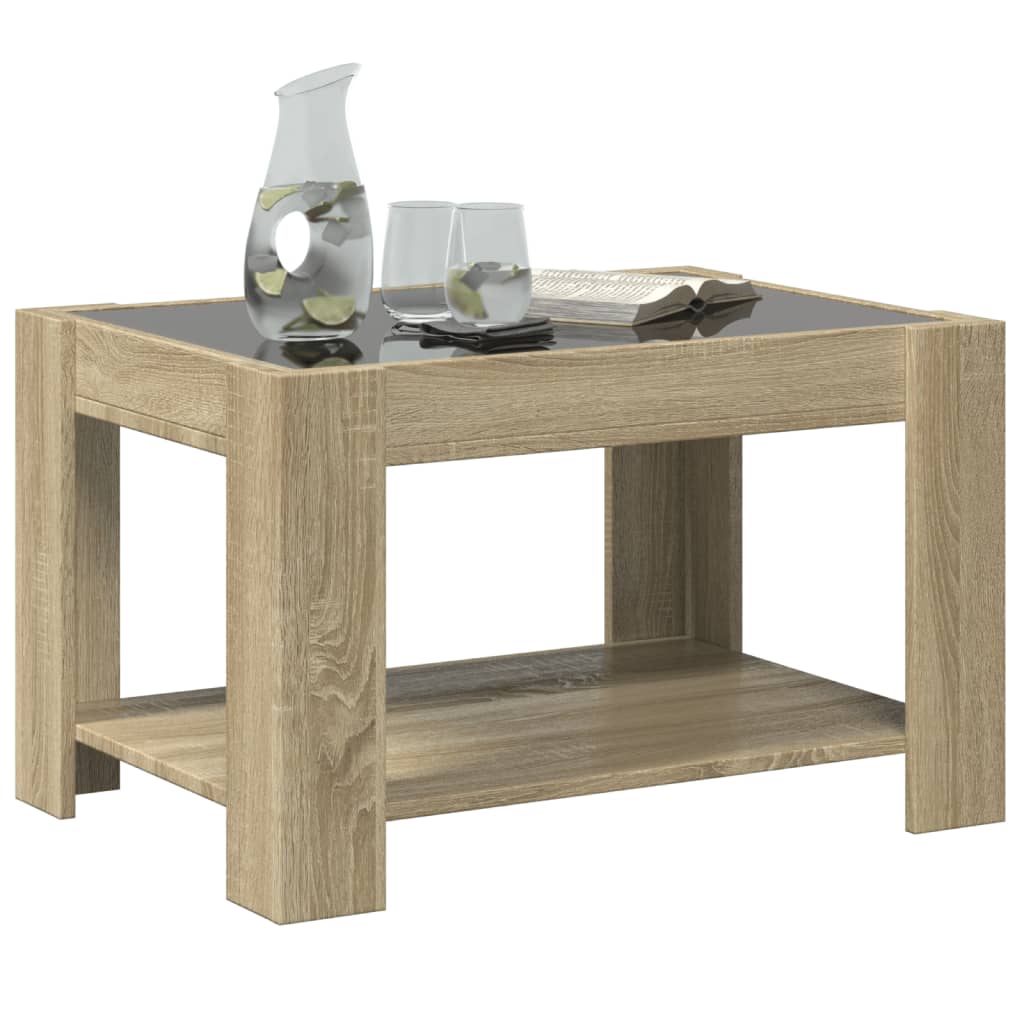 Tavolino Salotto con LED Rovere Sonoma 73x53x45 cm Multistrato | homemem39