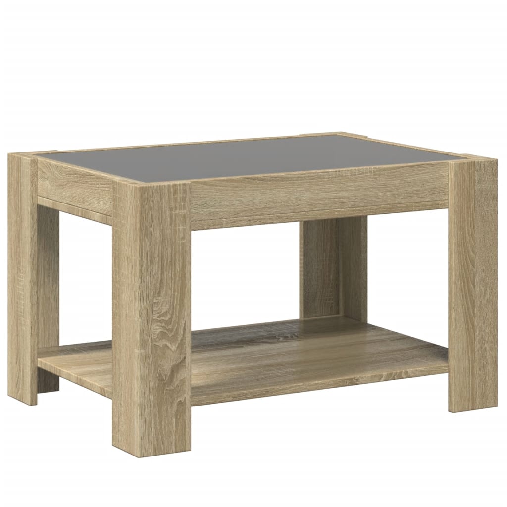 Tavolino Salotto con LED Rovere Sonoma 73x53x45 cm Multistrato | homemem39