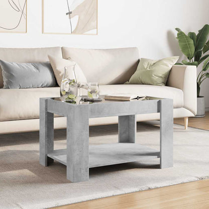 Tavolino Salotto con LED Grigio Cemento 73x53x45 cm Multistrato