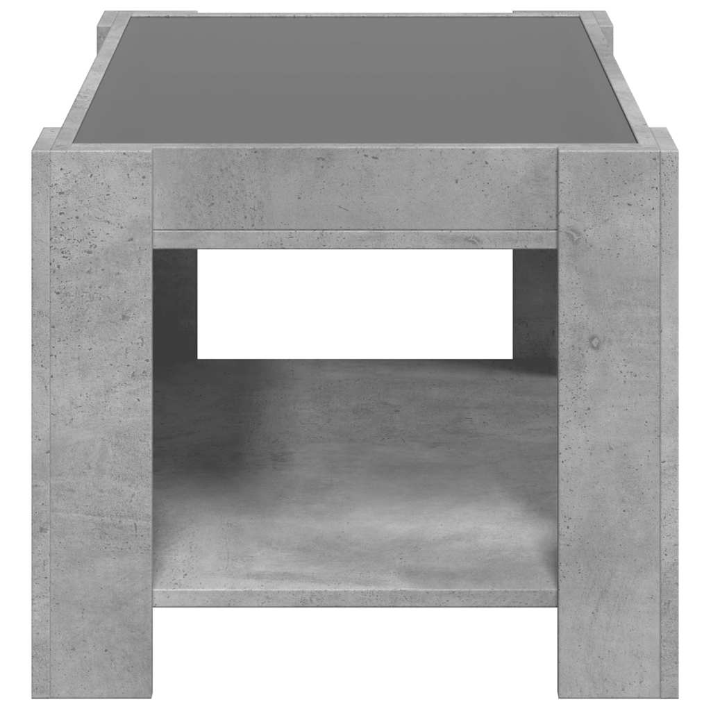 Tavolino Salotto con LED Grigio Cemento 73x53x45 cm Multistrato