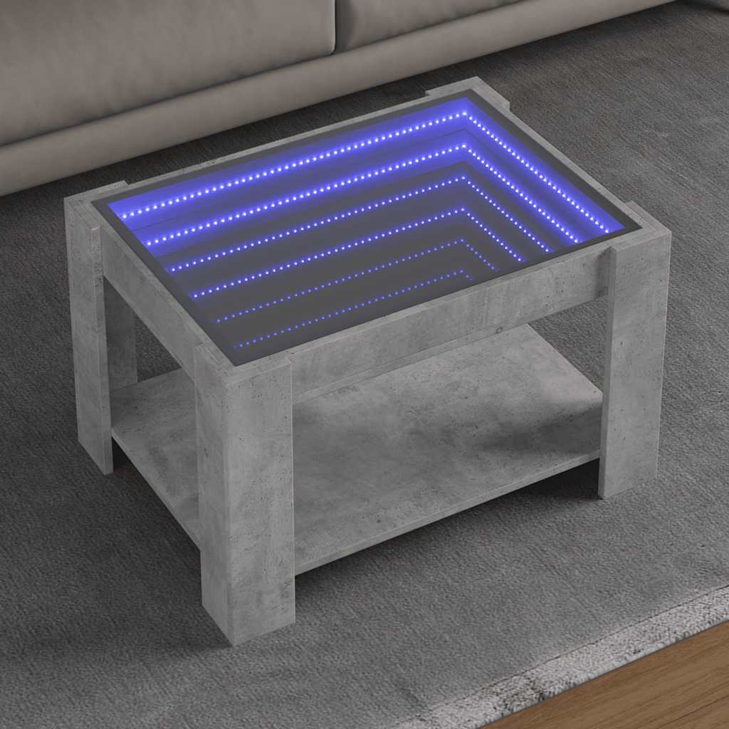 Tavolino Salotto con LED Grigio Cemento 73x53x45 cm Multistrato