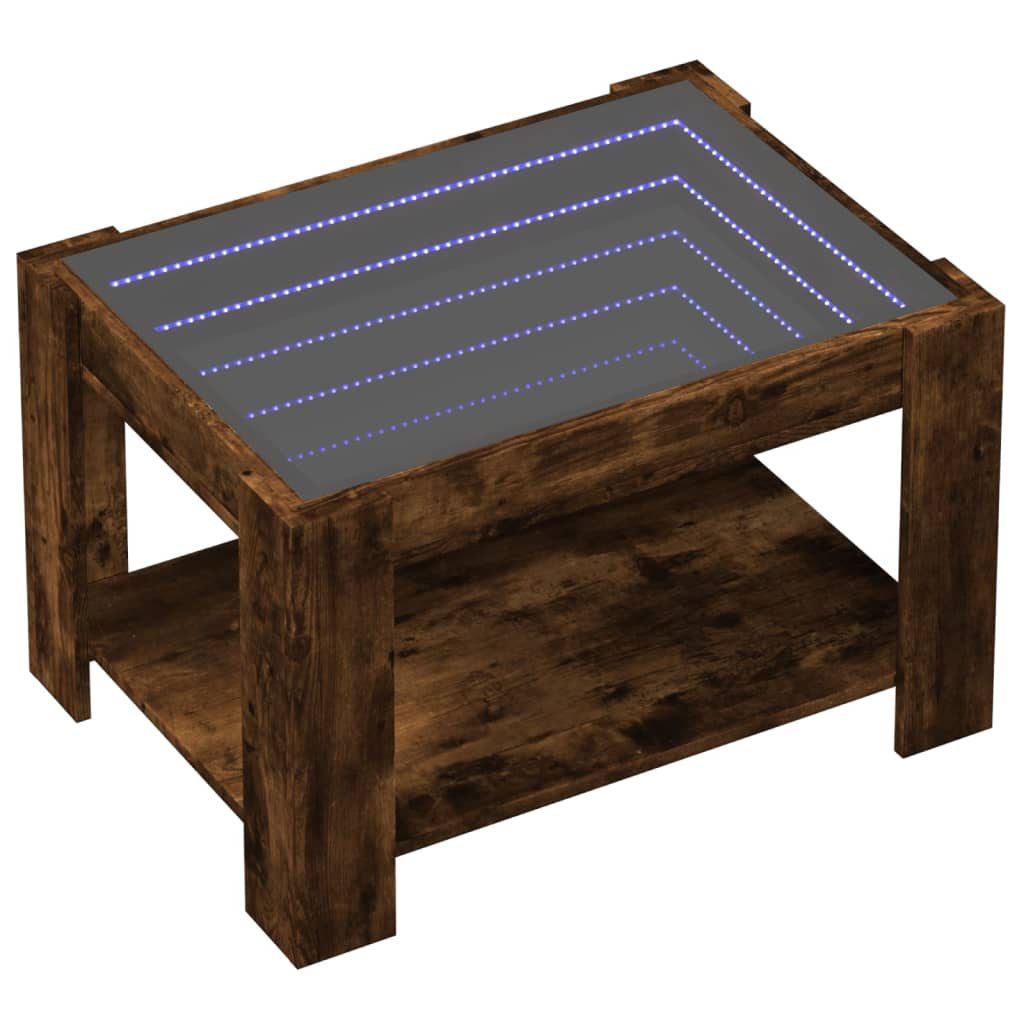Tavolino Salotto con LED Rovere Fumo 73x53x45 cm Multistrato | homemem39