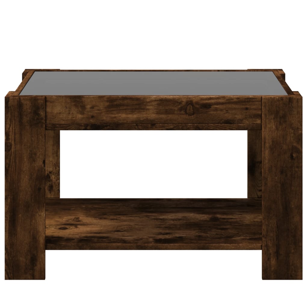 Tavolino Salotto con LED Rovere Fumo 73x53x45 cm Multistrato