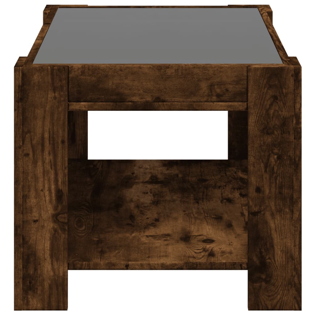 Tavolino Salotto con LED Rovere Fumo 73x53x45 cm Multistrato