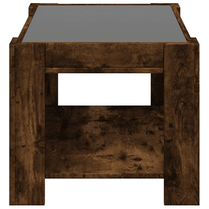 Tavolino Salotto con LED Rovere Fumo 73x53x45 cm Multistrato