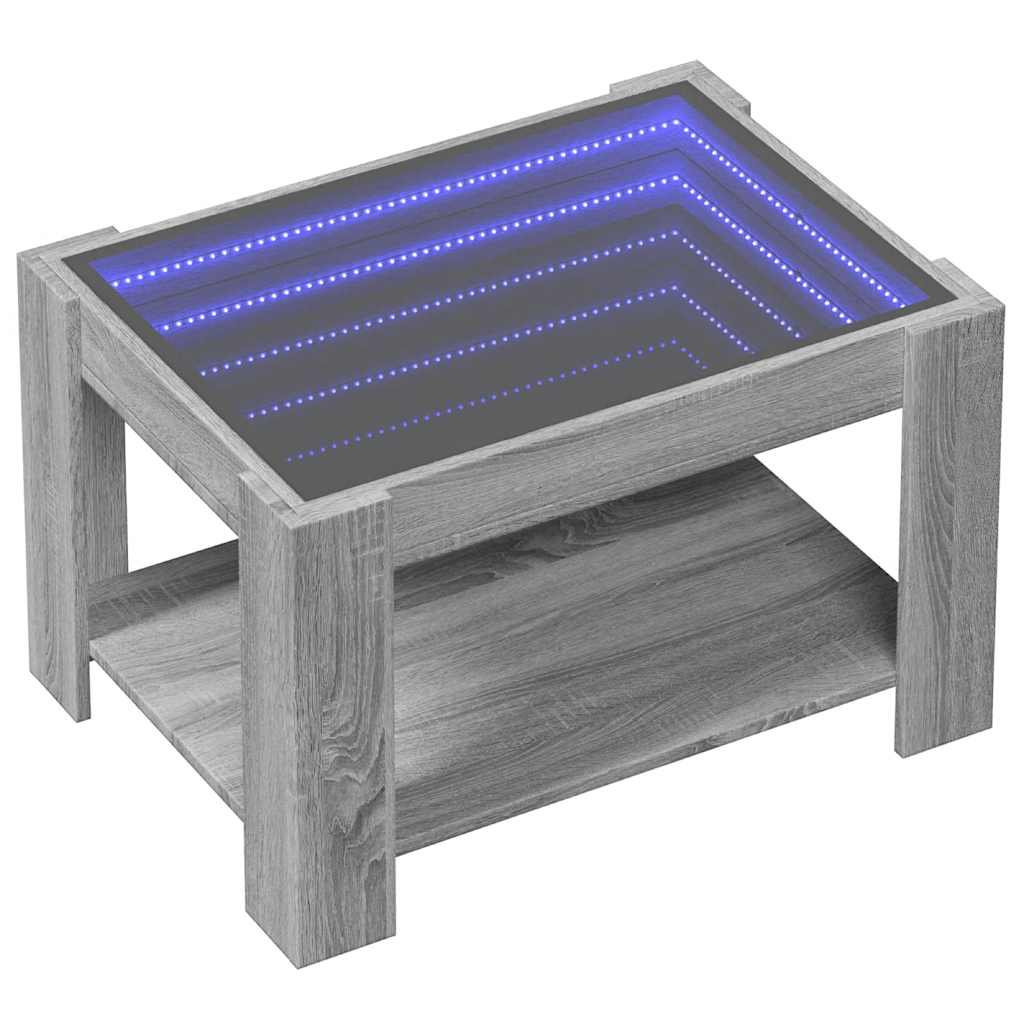 Tavolino Salotto con LED Grigio Sonoma 73x53x45 cm Multistrato | homemem39