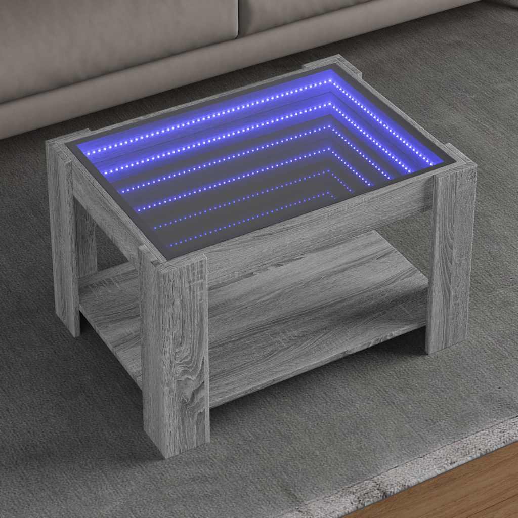 Tavolino Salotto con LED Grigio Sonoma 73x53x45 cm Multistrato | homemem39