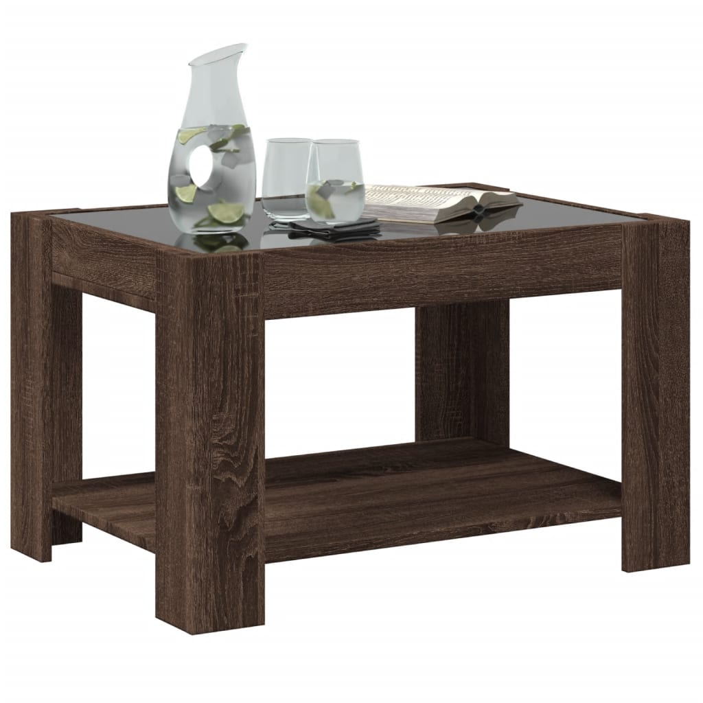Tavolino Salotto con LED Rovere Marrone 73x53x45 cm Multistrato | homemem39