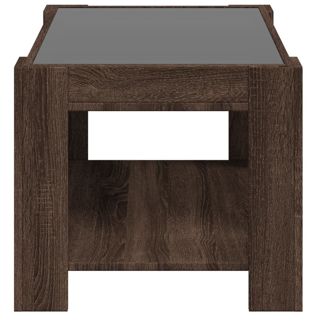 Tavolino Salotto con LED Rovere Marrone 73x53x45 cm Multistrato | homemem39