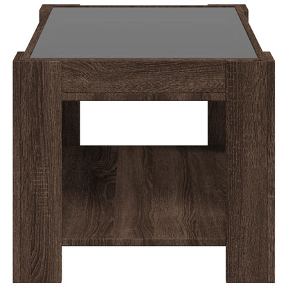 Tavolino Salotto con LED Rovere Marrone 73x53x45 cm Multistrato | homemem39