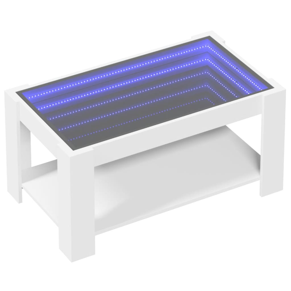 Tavolino Salotto con LED Bianco 93x53x45 cm Legno Multistrato | homemem39