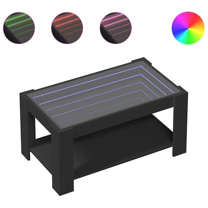 Tavolino Salotto con LED Nero 93x53x45 cm Legno Multistrato | homemem39