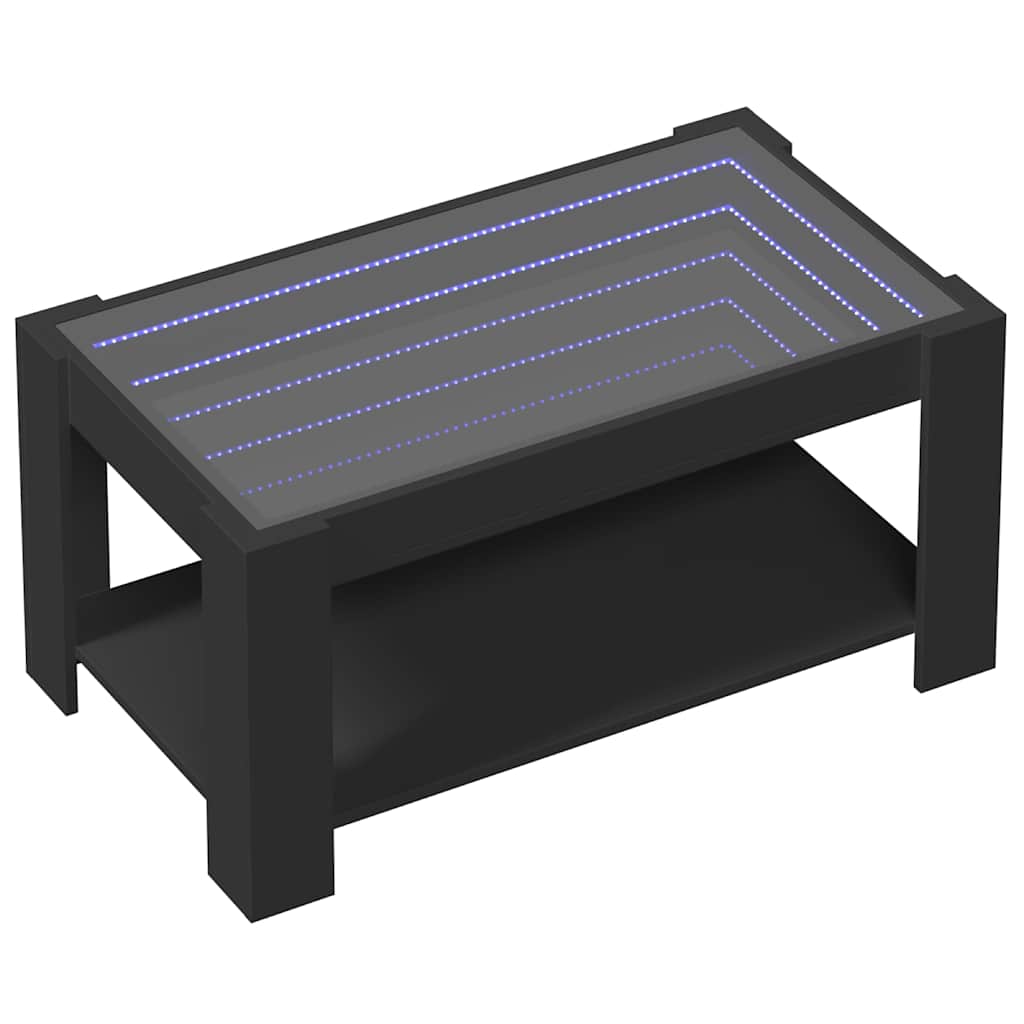 Tavolino Salotto con LED Nero 93x53x45 cm Legno Multistrato | homemem39