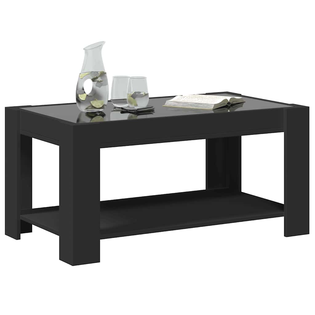 Tavolino Salotto con LED Nero 93x53x45 cm Legno Multistrato | homemem39