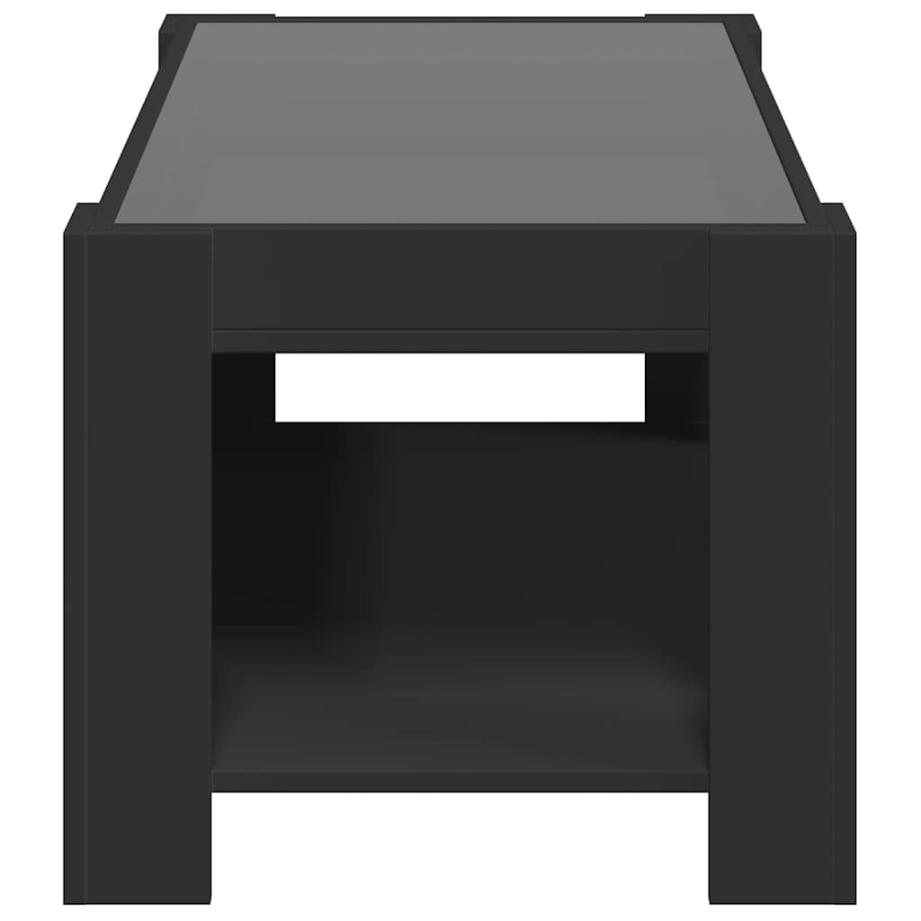 Tavolino Salotto con LED Nero 93x53x45 cm Legno Multistrato | homemem39