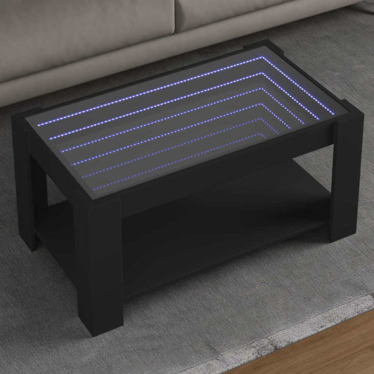 Tavolino Salotto con LED Nero 93x53x45 cm Legno Multistrato | homemem39