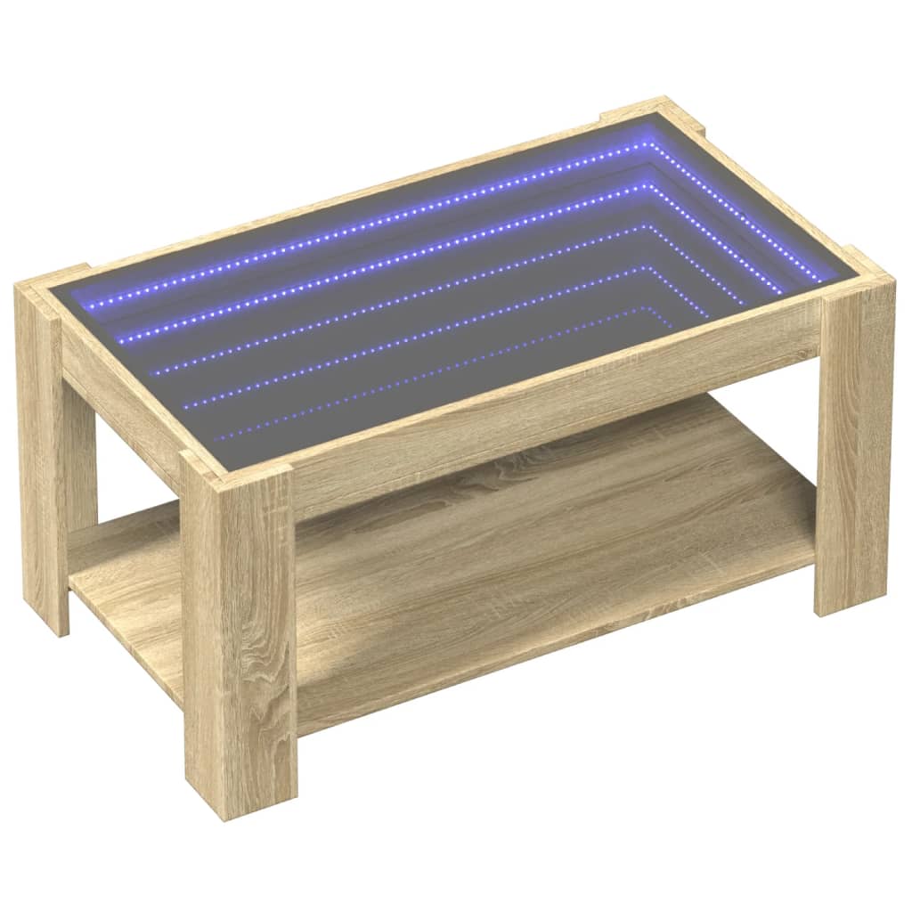 Tavolino Salotto con LED Rovere Sonoma 93x53x45 cm Multistrato | homemem39
