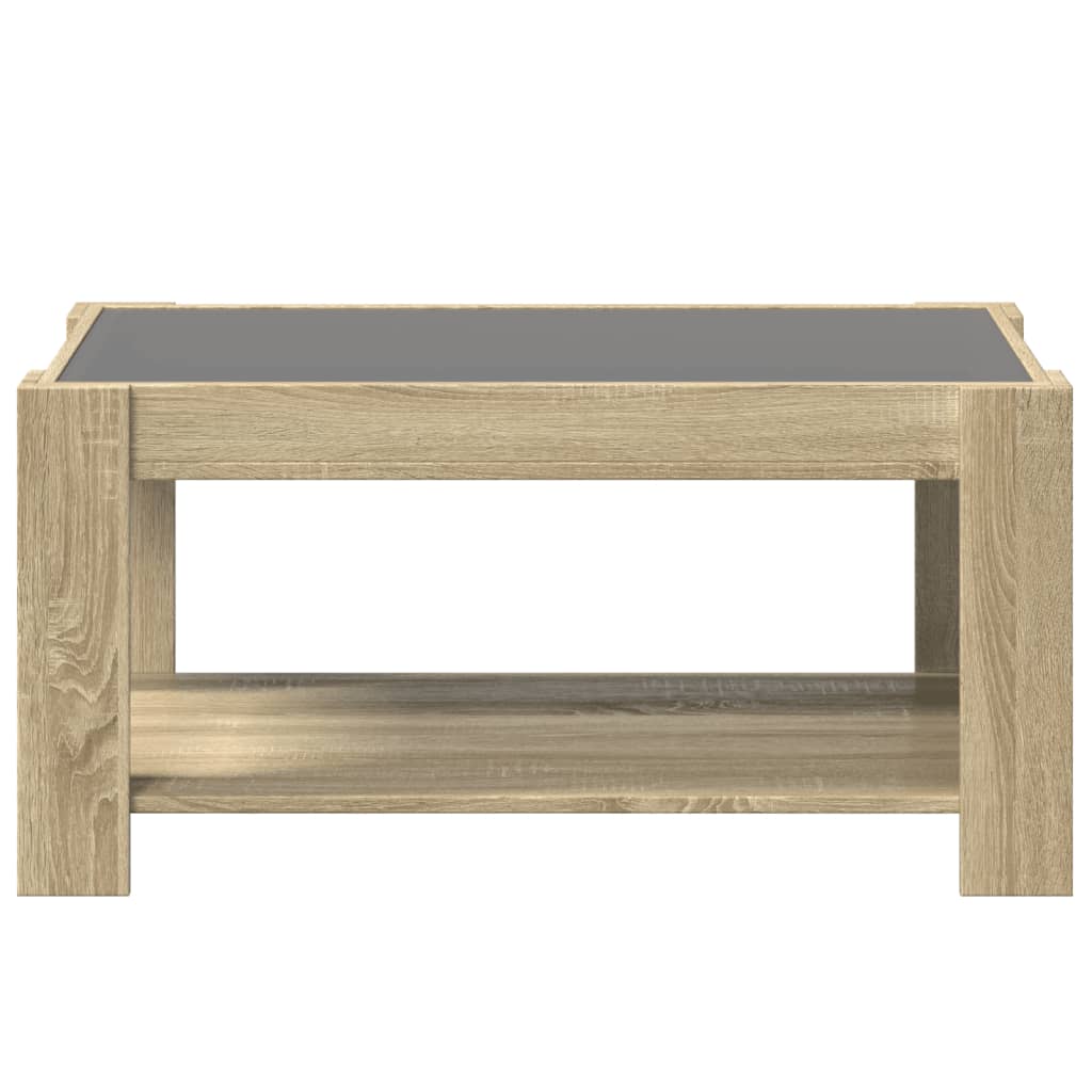Tavolino Salotto con LED Rovere Sonoma 93x53x45 cm Multistrato