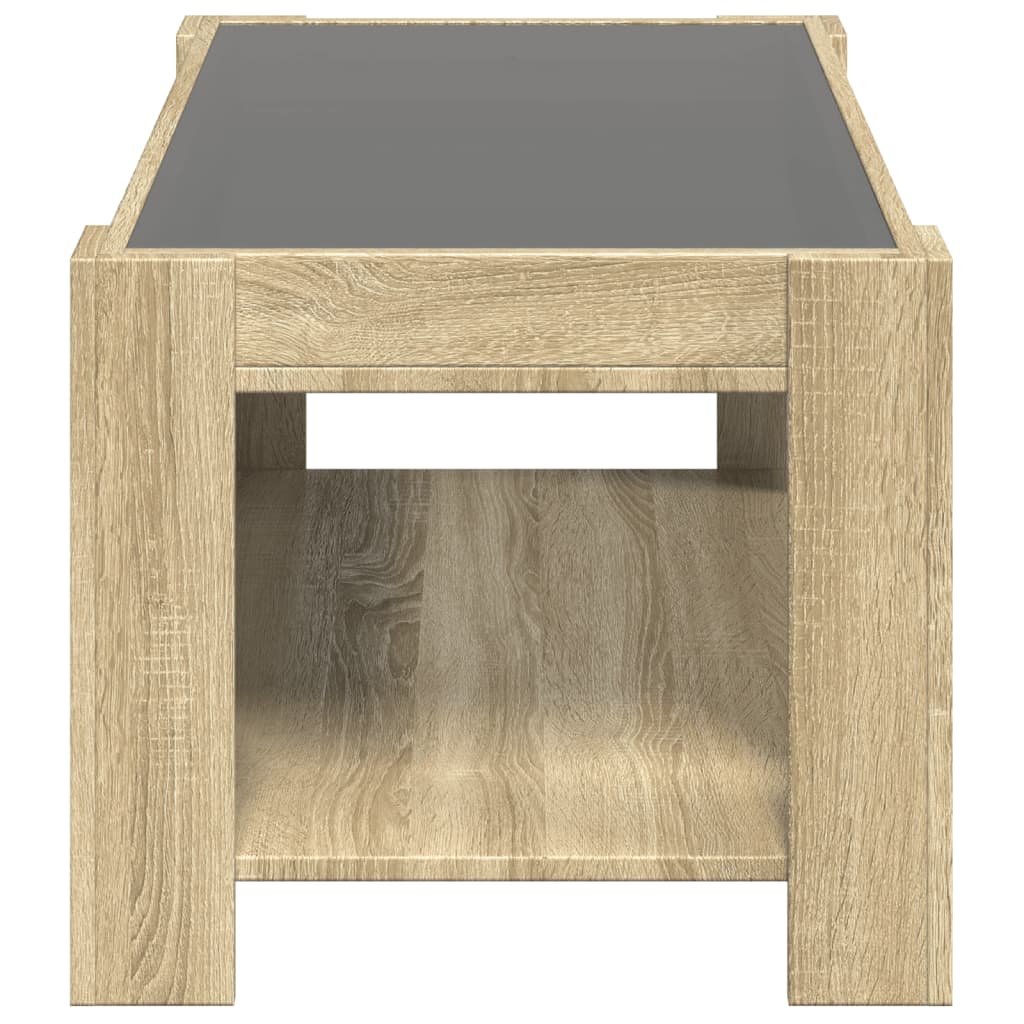 Tavolino Salotto con LED Rovere Sonoma 93x53x45 cm Multistrato | homemem39