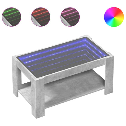 Tavolino Salotto con LED Grigio Cemento 93x53x45 cm Multistrato