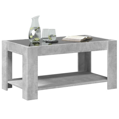 Tavolino Salotto con LED Grigio Cemento 93x53x45 cm Multistrato