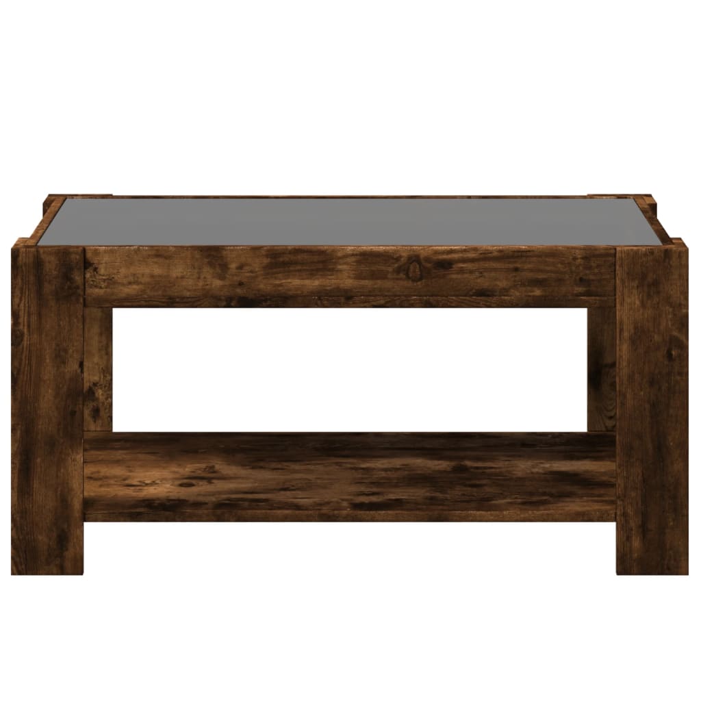 Tavolino Salotto con LED Rovere Fumo 93x53x45 cm Multistrato | homemem39