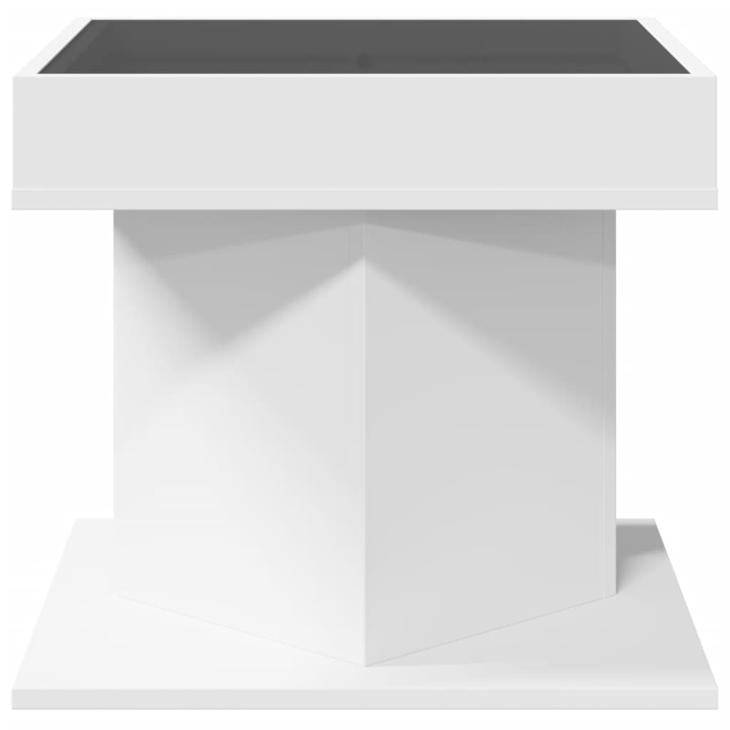 Tavolino Salotto con LED Bianco 50x50x45 cm Legno Multistrato | homemem39
