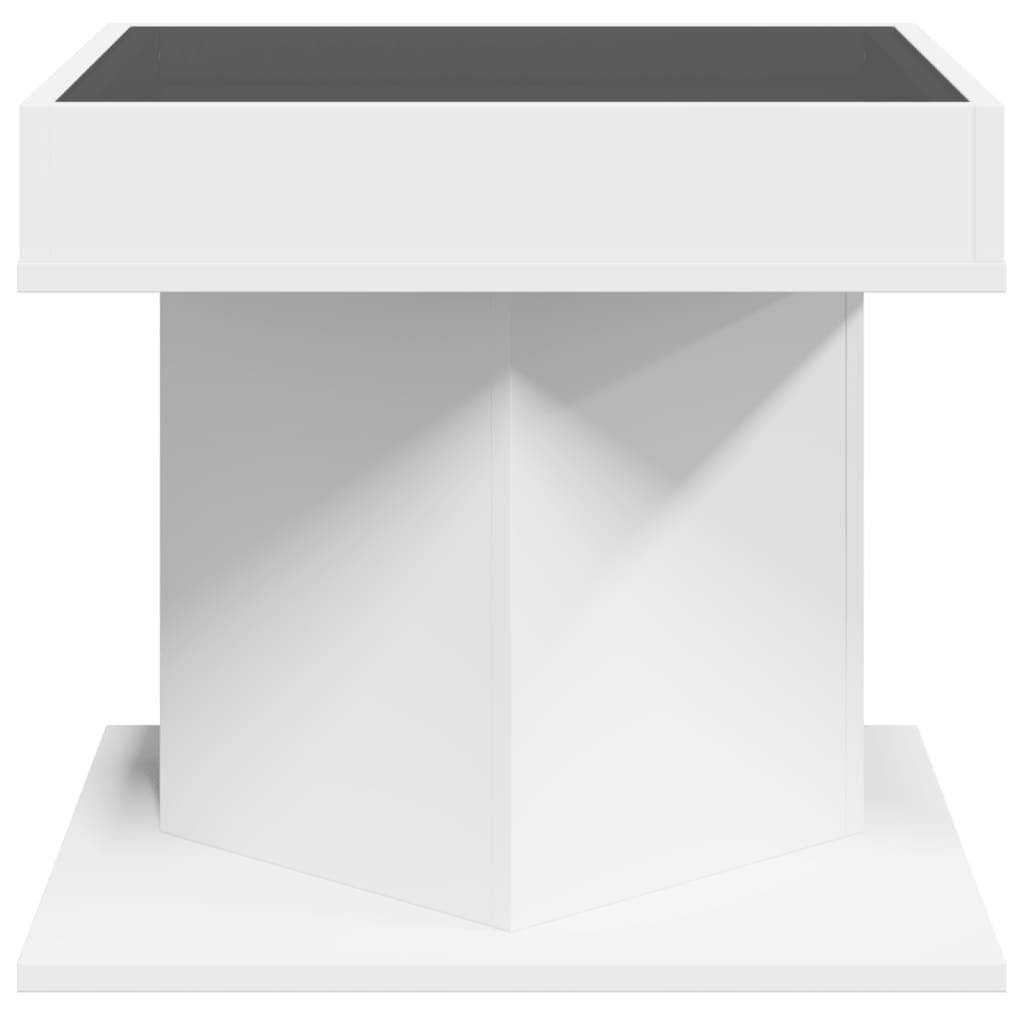 Tavolino Salotto con LED Bianco 50x50x45 cm Legno Multistrato | homemem39