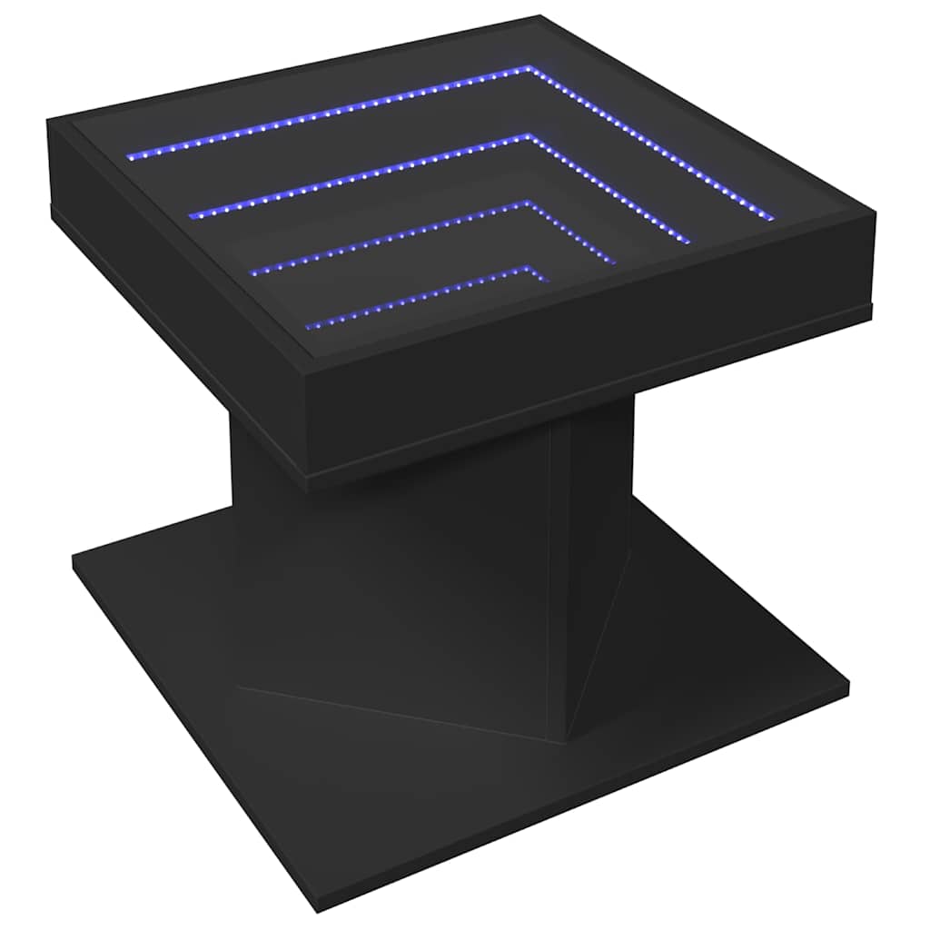 Tavolino Salotto con LED Nero 50x50x45 cm Legno Multistrato | homemem39