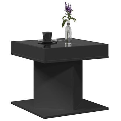 Tavolino Salotto con LED Nero 50x50x45 cm Legno Multistrato | homemem39