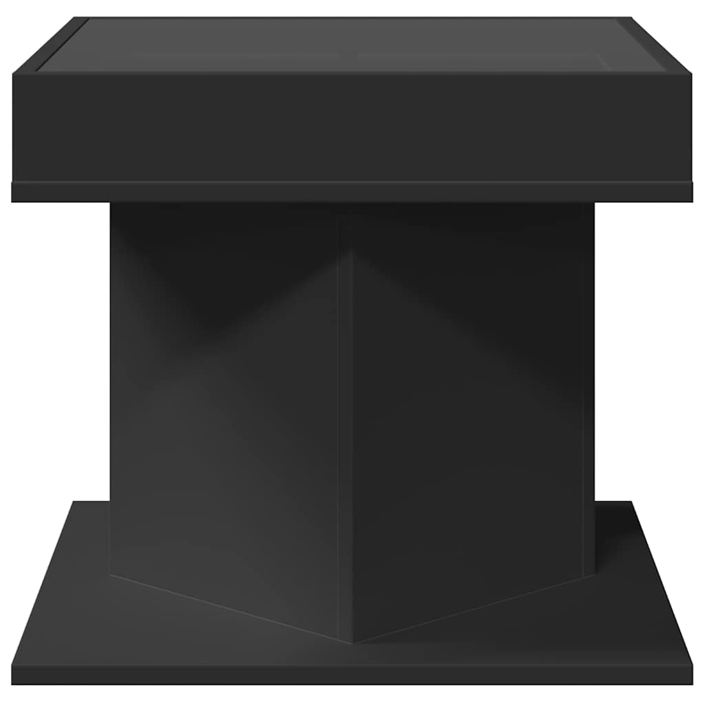 Tavolino Salotto con LED Nero 50x50x45 cm Legno Multistrato | homemem39